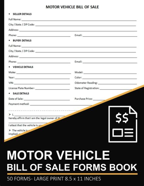 Motor Vehicle Bill Of Sale Forms Book Bill Of Sale Form For Buying Or Selling A Car Truck Or Motorcycle Vehicle Sales Agreement Forms 50 Forms Publishing Rguib Wa Amazon Com Books