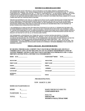 Motorcycle Release Form Fill Out And Sign Printable Pdf Template