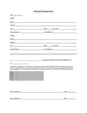 Motorcycle Sale Agreement 2020 2024 Fill And Sign Printable Template