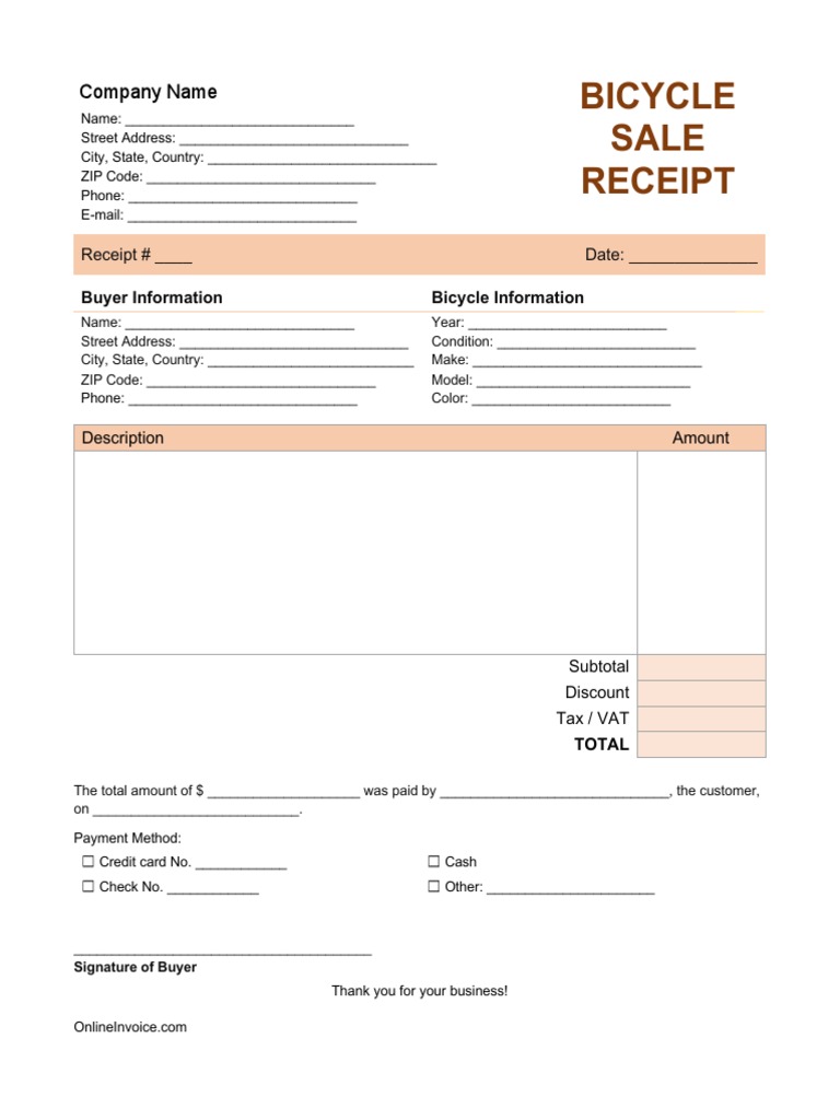 Motorcycle Sales Receipt Template A Motorcycle Sales Receipt Can Be