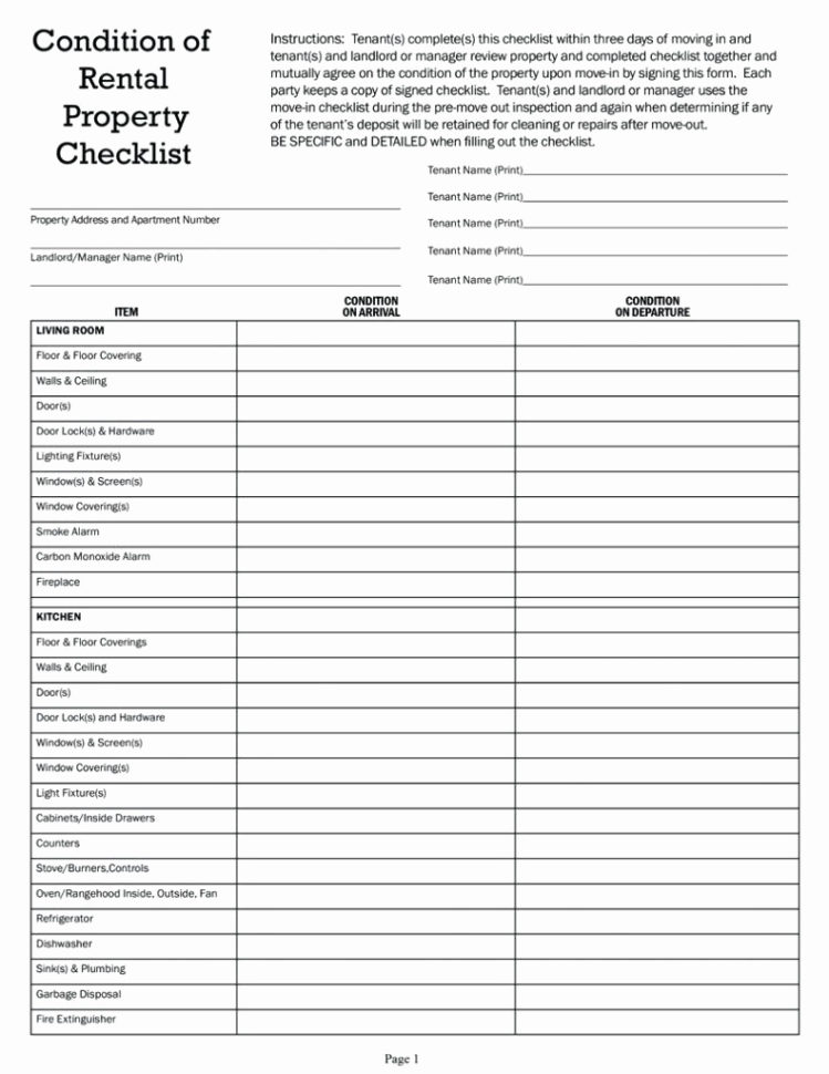 Moving House Checklist Spreadsheet In Landlord Inspection Form Template Inspirational Rental