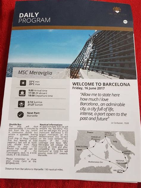 Msc Meraviglia Amp 39 S Daily Programs Msc Cruises Cruise Critic Community