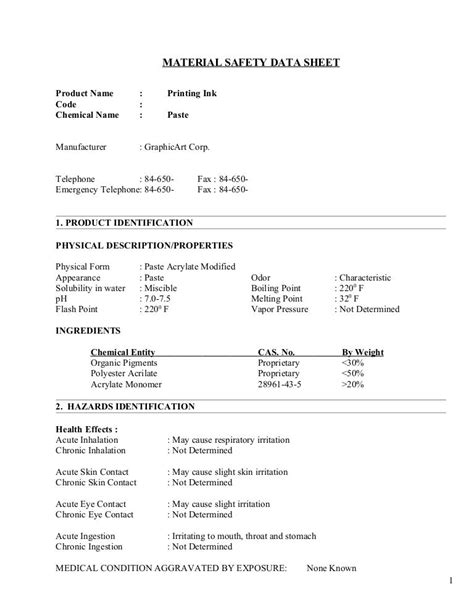 Msds For Airfreight Ink 1