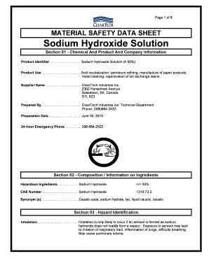 Msds Naoh Fill And Sign Printable Template Online