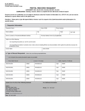 Msp Concealed Pistol License Requirements State Of Michigan Doc Template Pdffiller