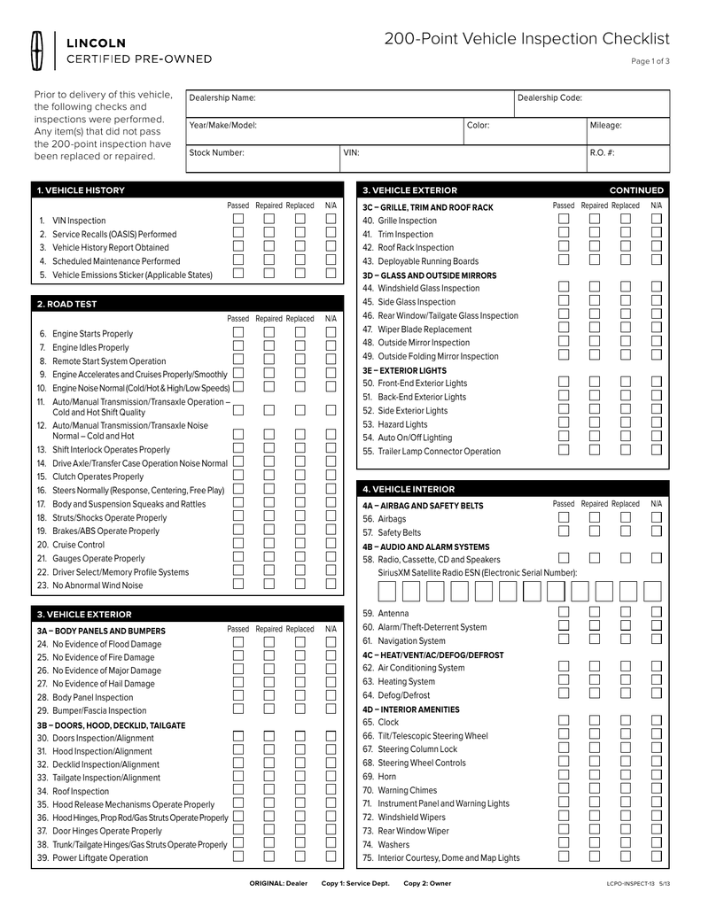 Mto Vehicle Safety Inspection Checklist New Inspection Rules For Used