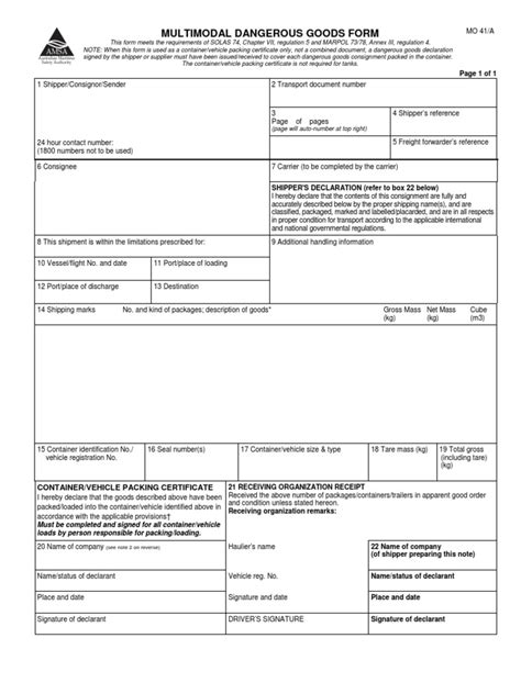 Multimodal Dangerous Goods Form Dangerous Goods Packaging And Labeling