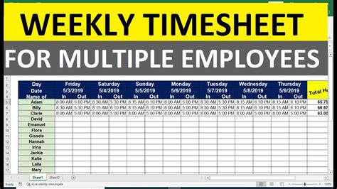 Multiple Employee Timesheet Templates