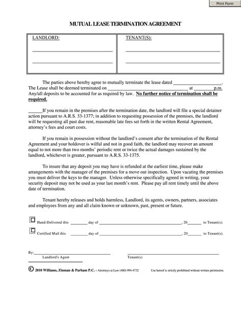 Mutual Lease Termination Agreement Fill And Sign Printable Template