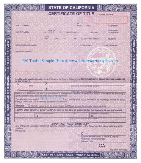 My Vehicle Title What Does A Car Title Look Like