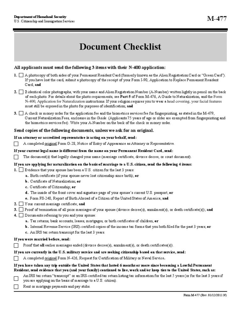 N 400 Checklist Complete Guide