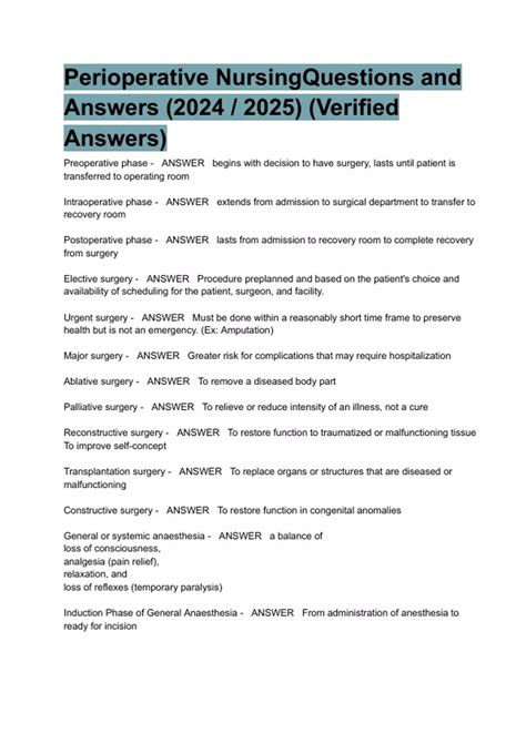 Nclex Questions Perioperative Nursing Questions And Answers Graded A In 2022 Nursing