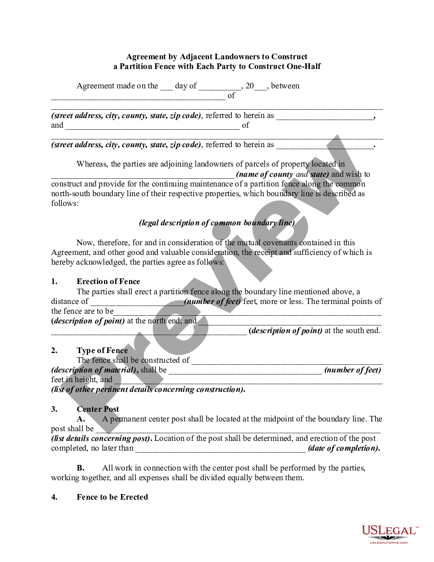 Neighbor Fence Agreement Template For Professional Services Us Legal