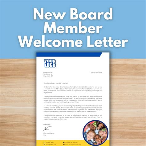 New Board Member Welcome Letter