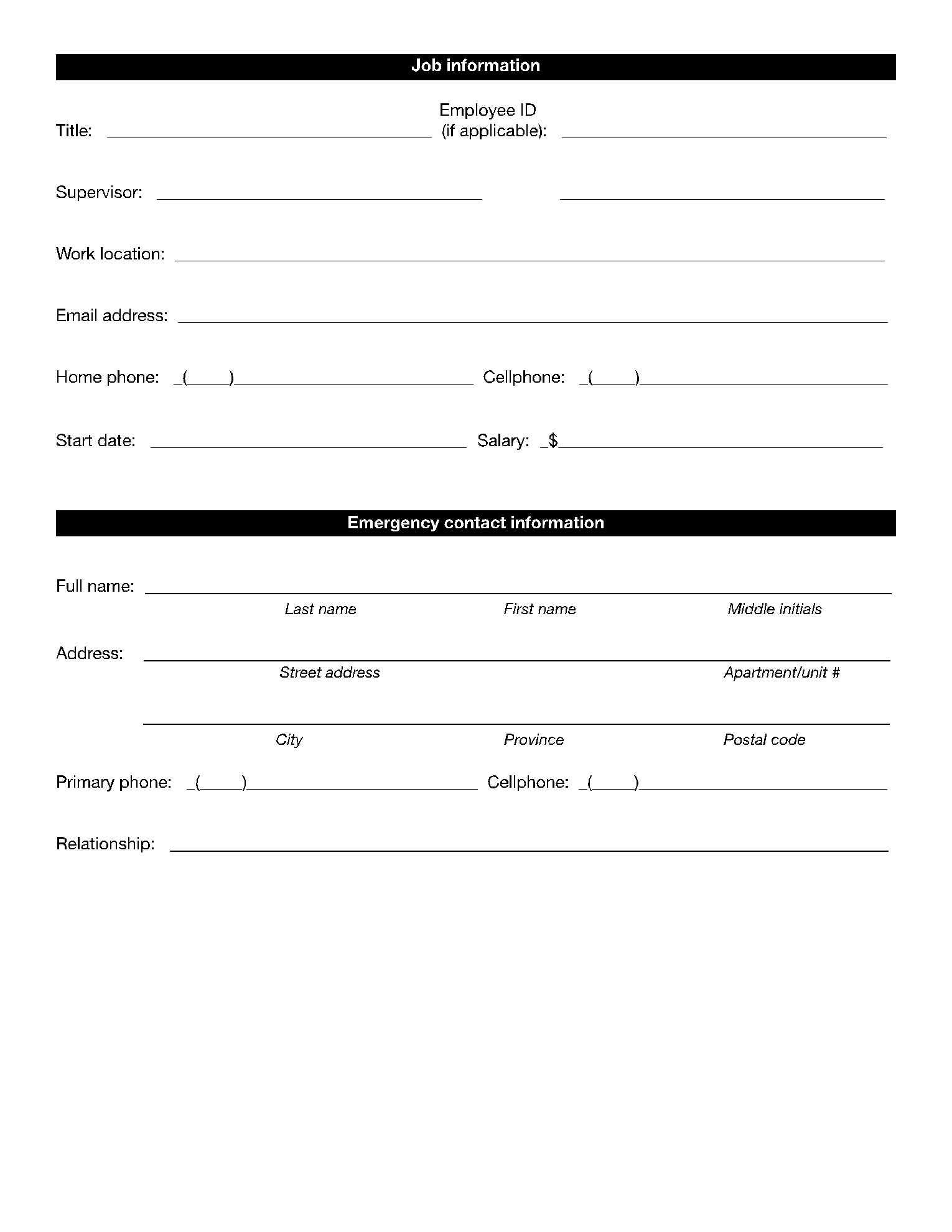 New Employee Forms