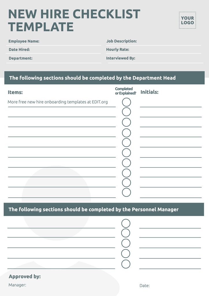 New Employee Onboarding Checklist Template Word