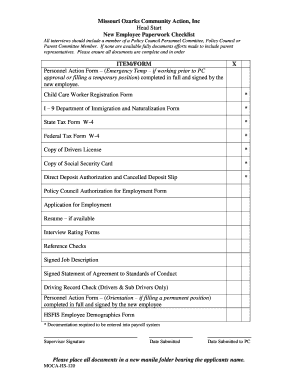 New Employee Paperwork Checklist