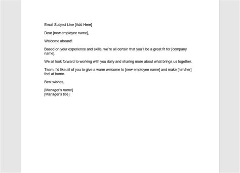 New Employee Welcome Email Template 2023