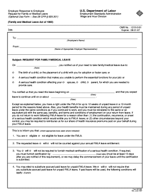 New Hampshire Employer Fmla Response Form Wh 381 Printable Fmla