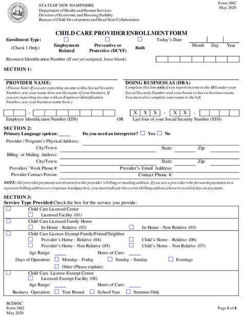 New Hampshire Medicaid Provider Enrollment Forms Enrollment Form