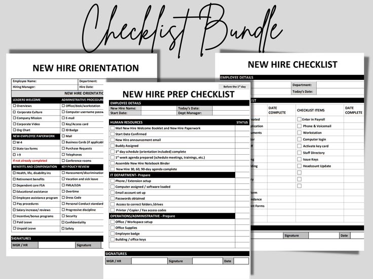 New Hire Checklist Bundle Templates Editable Word Hr Forms Etsy Human Resources Checklist