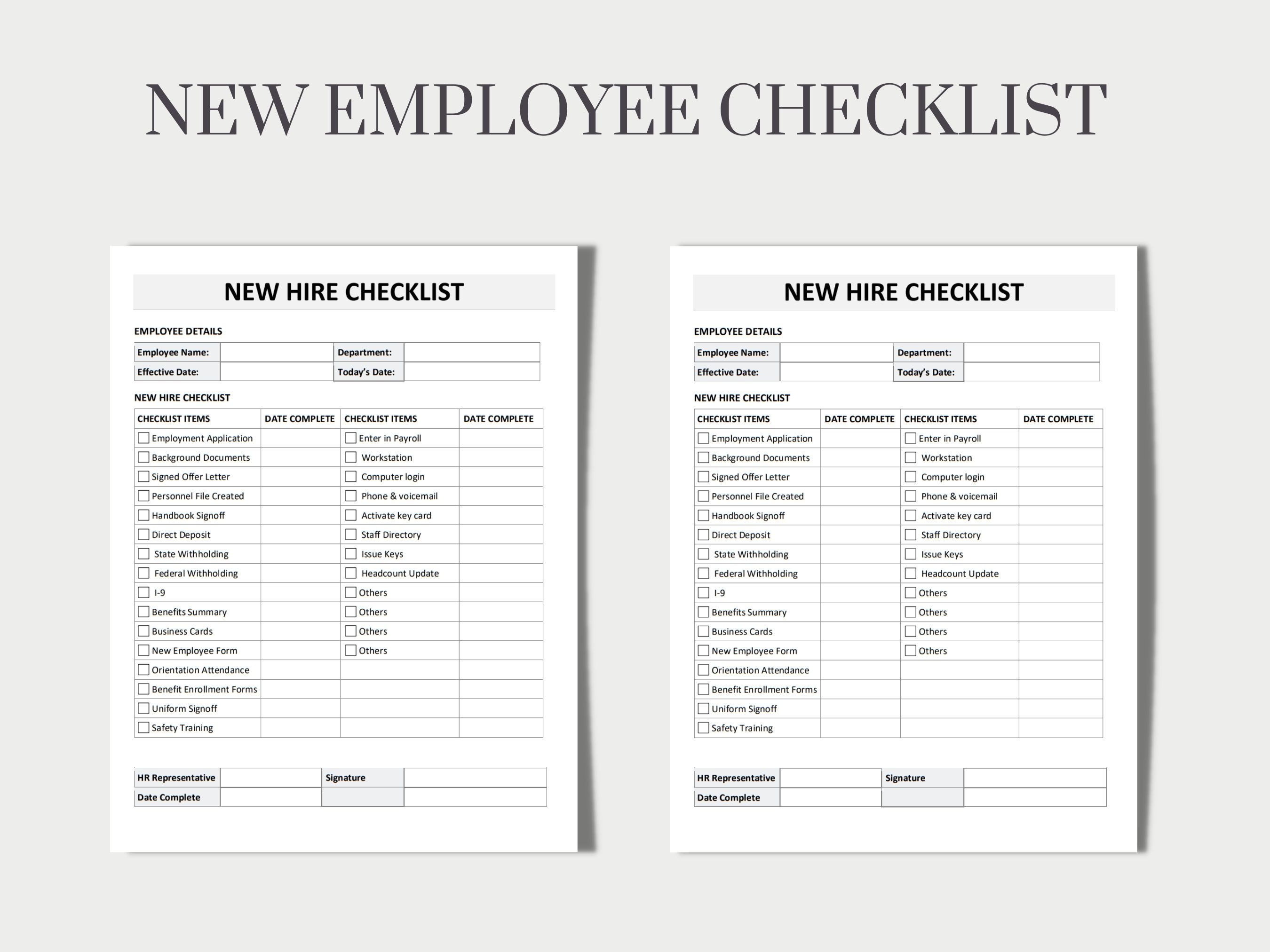 New Hire Checklist Employee Onboarding Checklist Hr New Employee Form