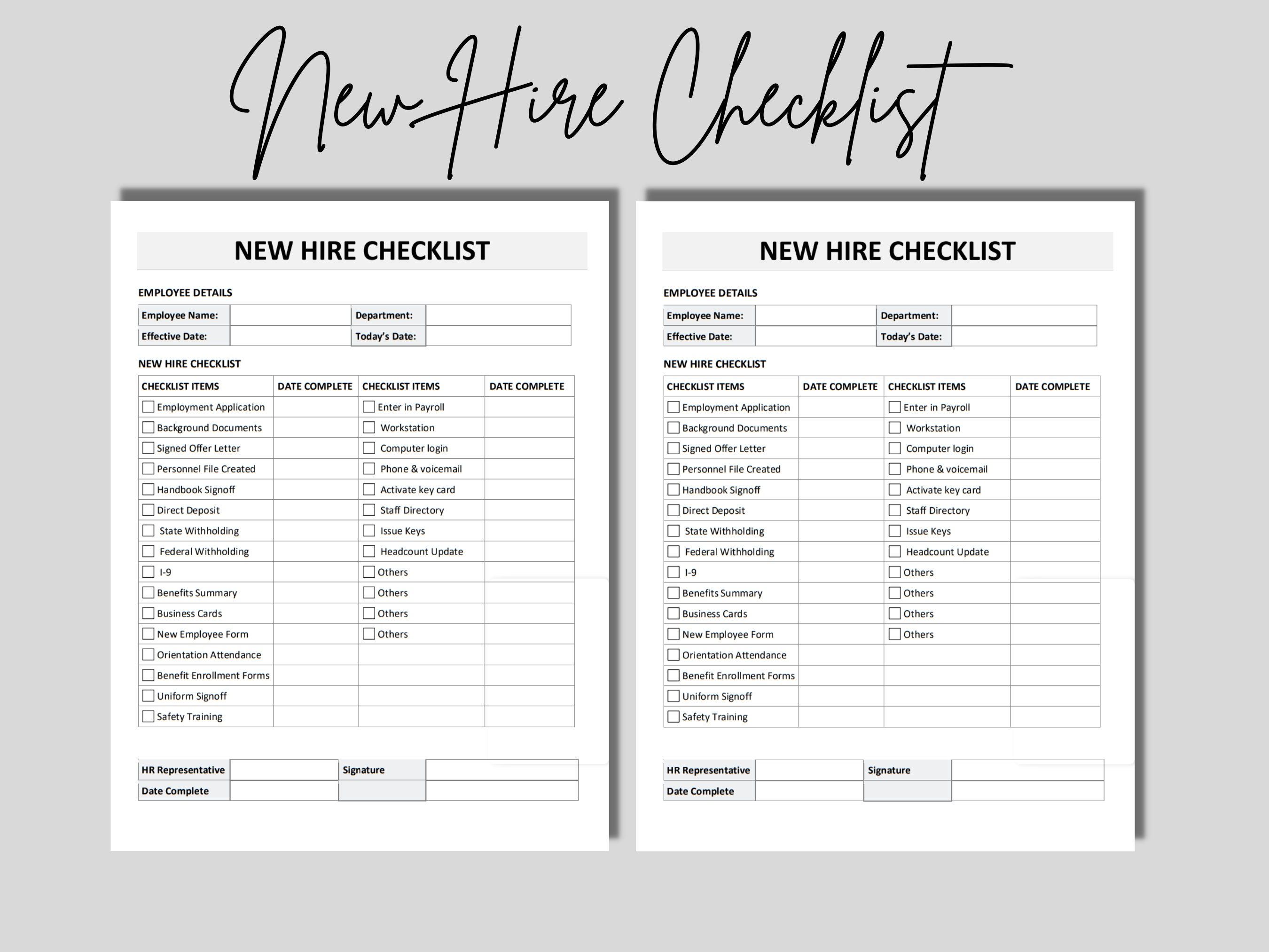 New Hire Checklist New Hiring Forms Onboarding New Hire Etsy