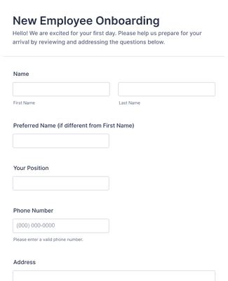 New Hire Onboarding Form Template Jotform