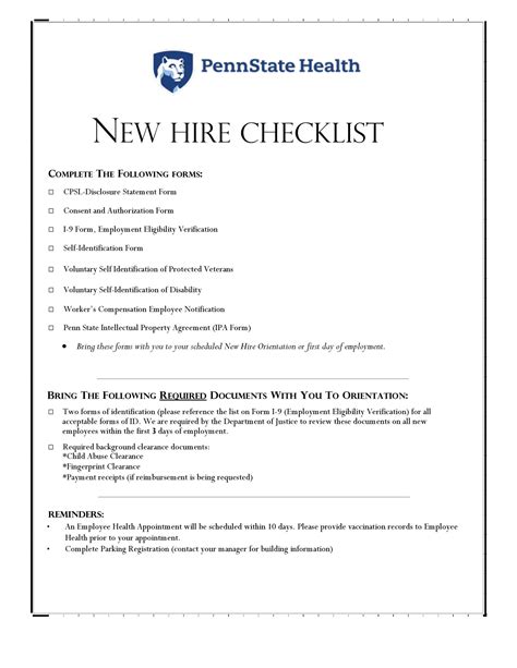 New Hire Packet Paperwork Ms Editable Word Documents Hr Templates New