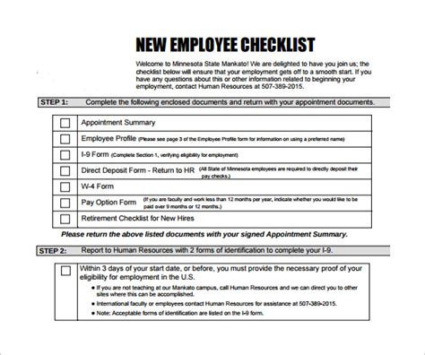 New Hire Paperwork Checklist Template Tutore Org Master Of Documents