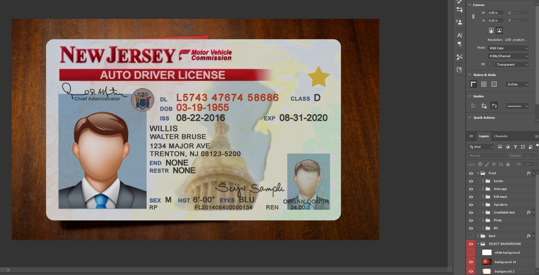 New Jersey Driver License Template Psd Documents Store