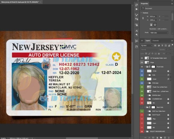 New Jersey Driving License New Psd Template 1200Dpi