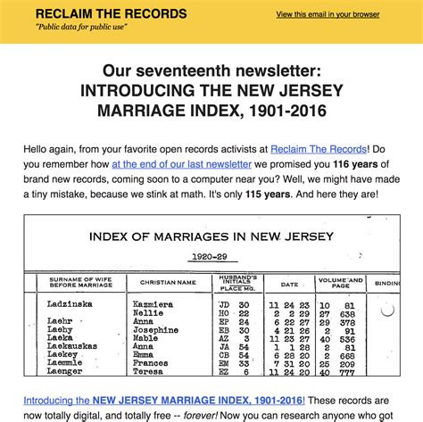 New Jersey Marriage Index 1901 2016 Reclaim The Records