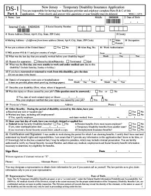 New Jersey Temporary Disability Insurance Application Lwd Dol State