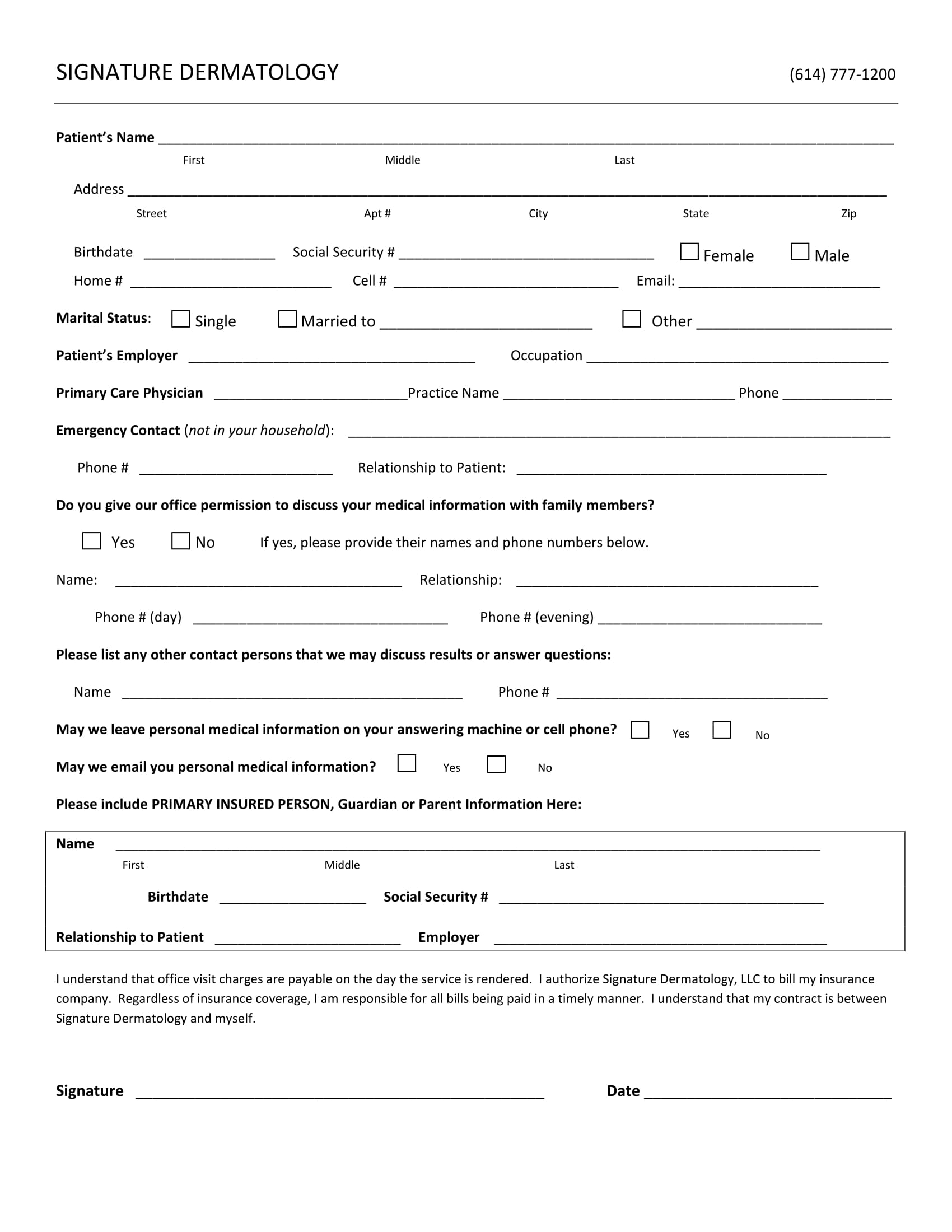 New Patient Paperwork Advanced Eye Care