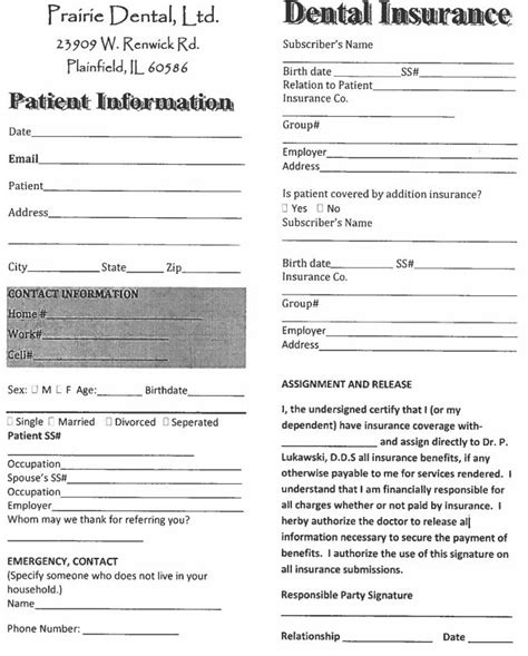 New Patient Paperwork Prairie Dental Ltd Plainfield Il Dentist