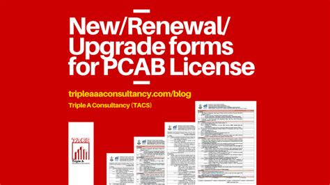 New Renewal Upgrade Pcab License Registration Forms