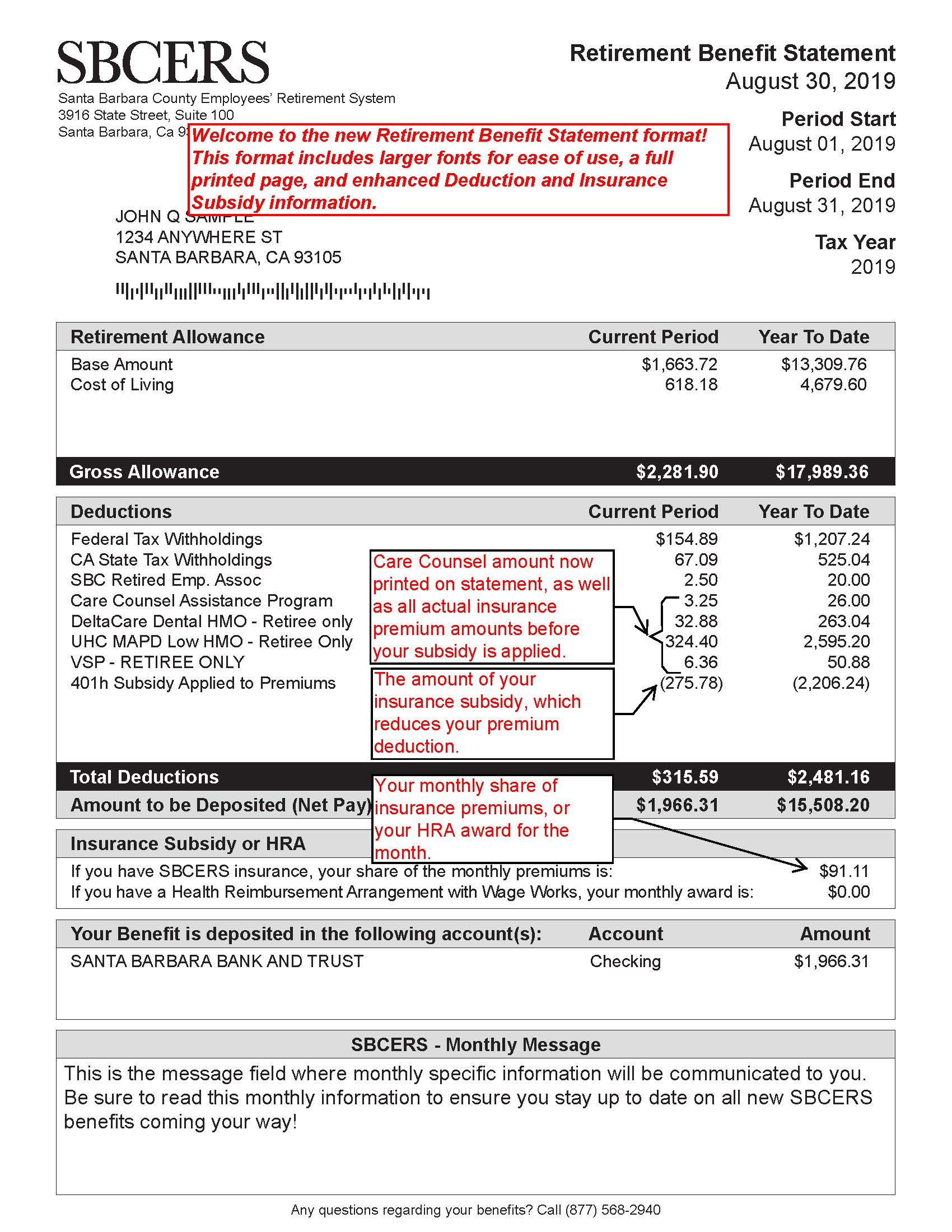 New Sbcers Retirement Benefit Statement Sbcers