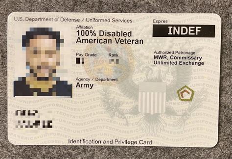 New Veterans Id Card (100% Disabled) : R/Veterans