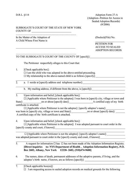 New York Adoption A Form Fill Online Printable Fillable Blank