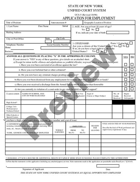 New York Application For Employment Or Work Us Legal Forms