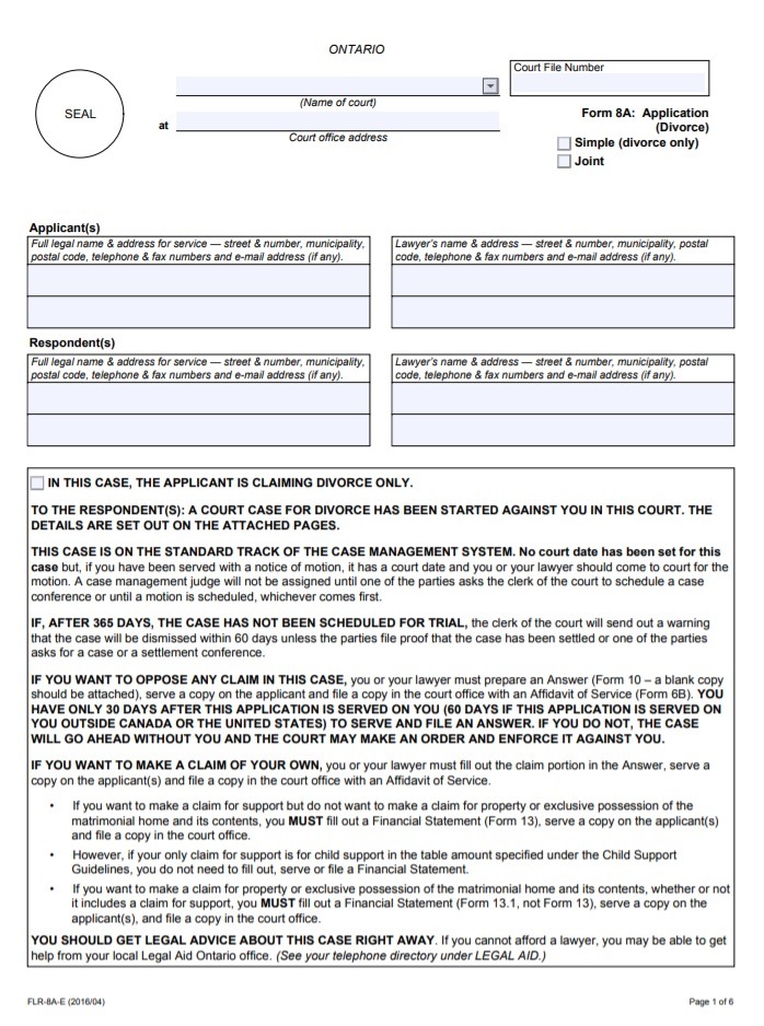 New York Divorce Forms Free Templates In Pdf Word Excel To Print