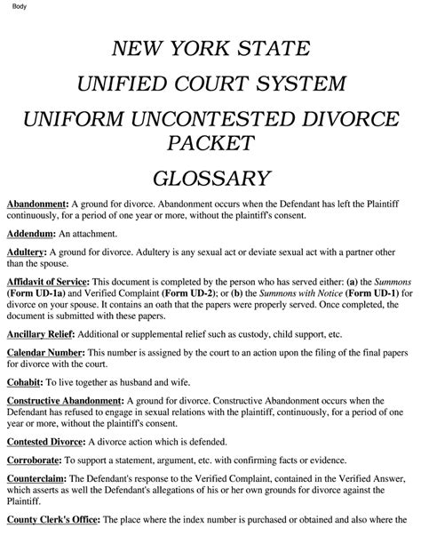 New York Uncontested Divorce Forms Printable Divorce Papers Free Pdf