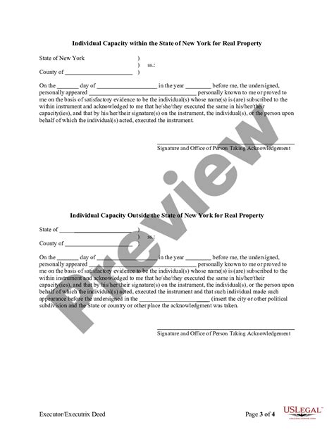 New York Warranty Deed For Use By An Executor Executrix New York