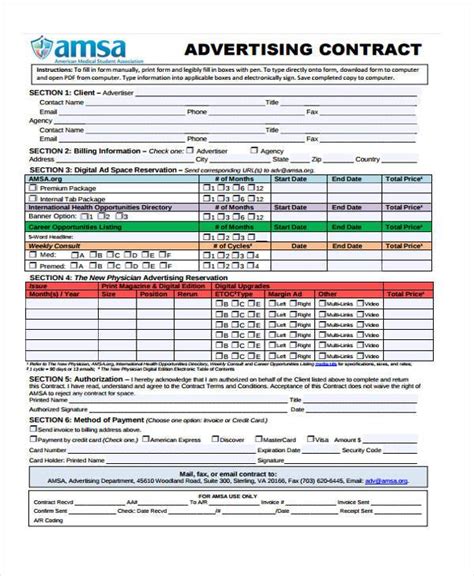 Newspaper Advertising Contract Sample Pdf Template