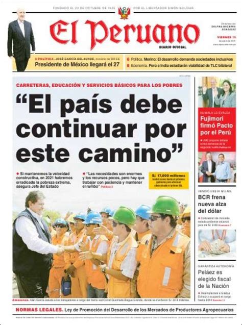 Newspaper El Peruano Peru Newspapers In Peru Friday S Edition May