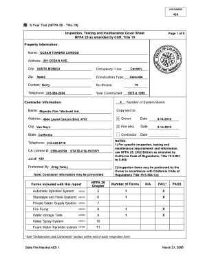 Nfpa 25 Inspection Forms Pdf Fill And Sign Printable Template Online