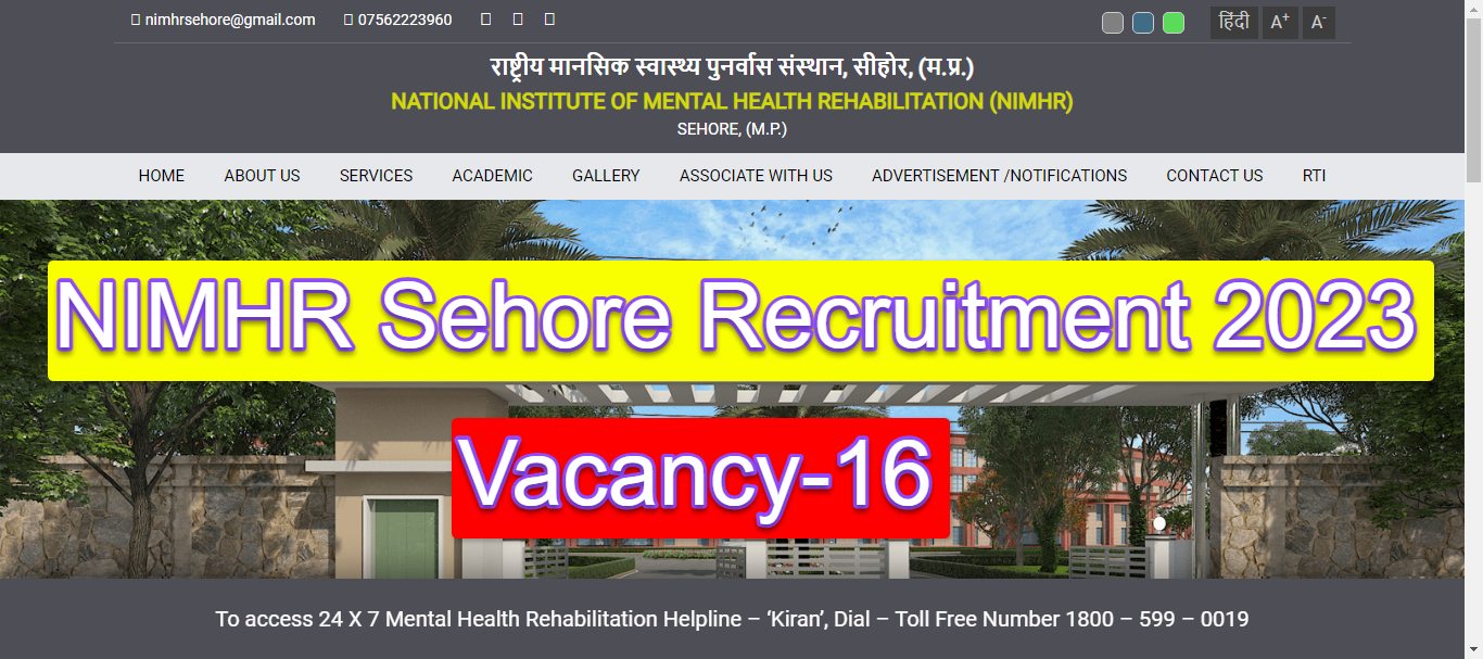 Nimhr Sehore Various Job Recruitment 2023 Apply Online Now