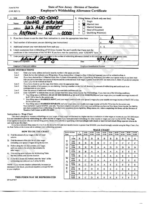 Nj W4 Allowances Worksheet