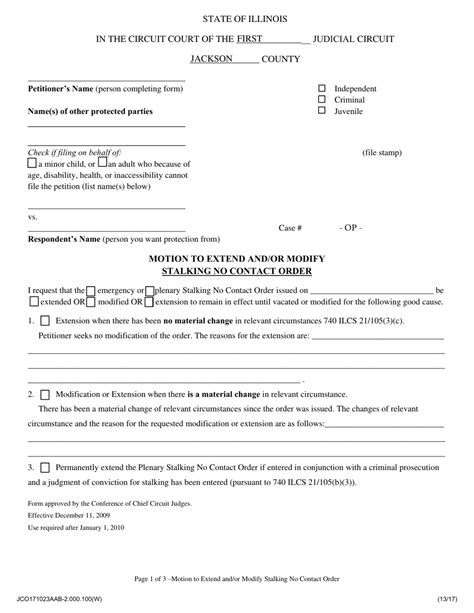 No Contact Order For Stalking Or Form Fill Out And Sign Printable Pdf